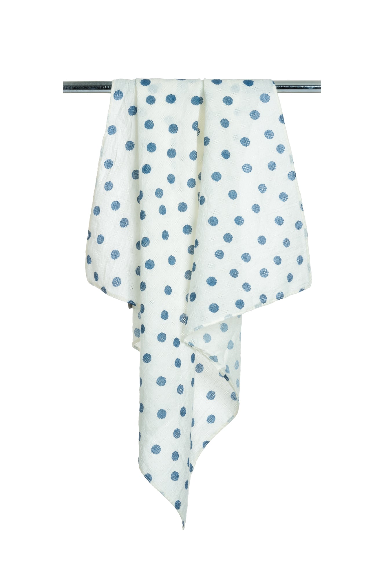 Scarf - White w/ Green Polka Dot